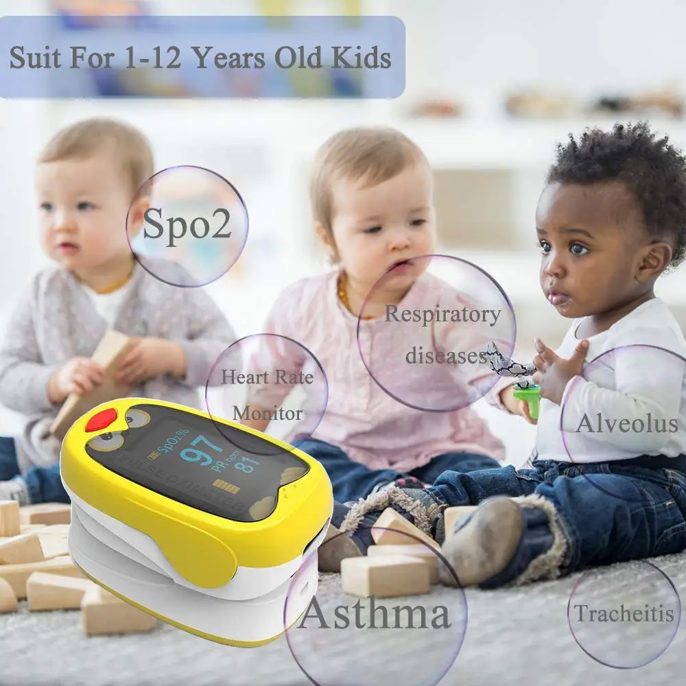 
Baby and Kids Oximeter, Rechargeable Fingertip Pulse Oximtero for Infant and Children Blood Oxygen Saturation Heart Rate Monitor 
