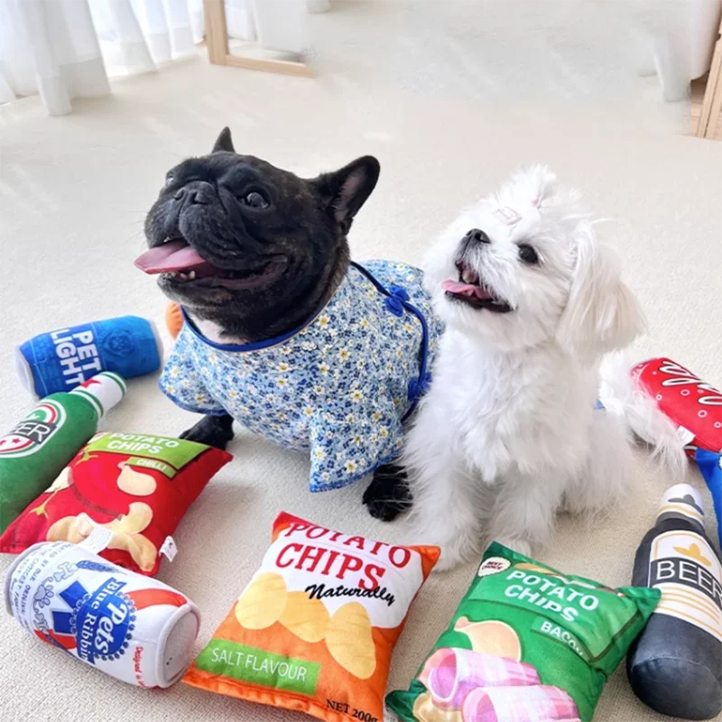 Pet Sound Paper Toy Potato Chips Simulation Fruit Bite Resistant Machine Wash Plush Toy For Cats And Dogs Grinding Teeth