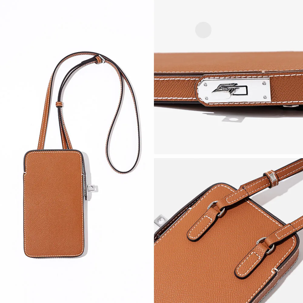 Factory hot sale wholesale 2024 new ladies Portable Genuine Leather Small crossbody mini phone bags for women