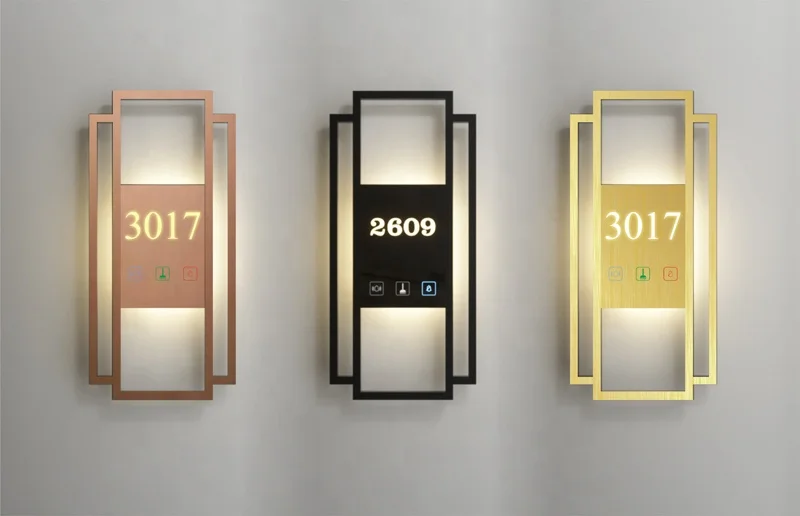 EZD Customized Hotel door number Plates Led hotel room Signs Acrylic door sign hotel number Led Light apartment number