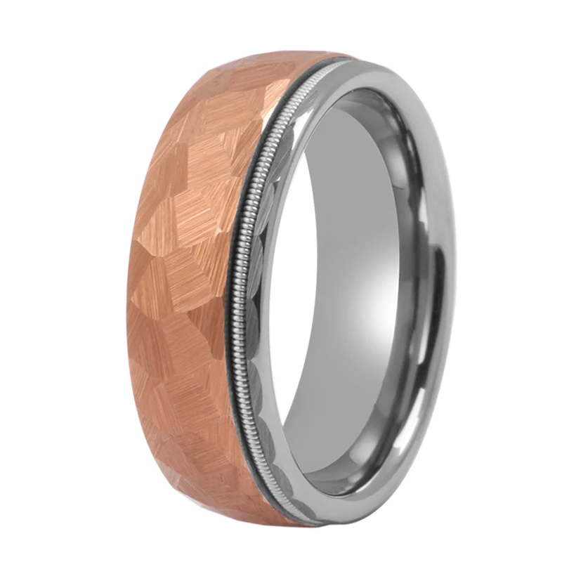 New arrival hammered rose gold tungsten ring with guitar string men fashion wedding bands