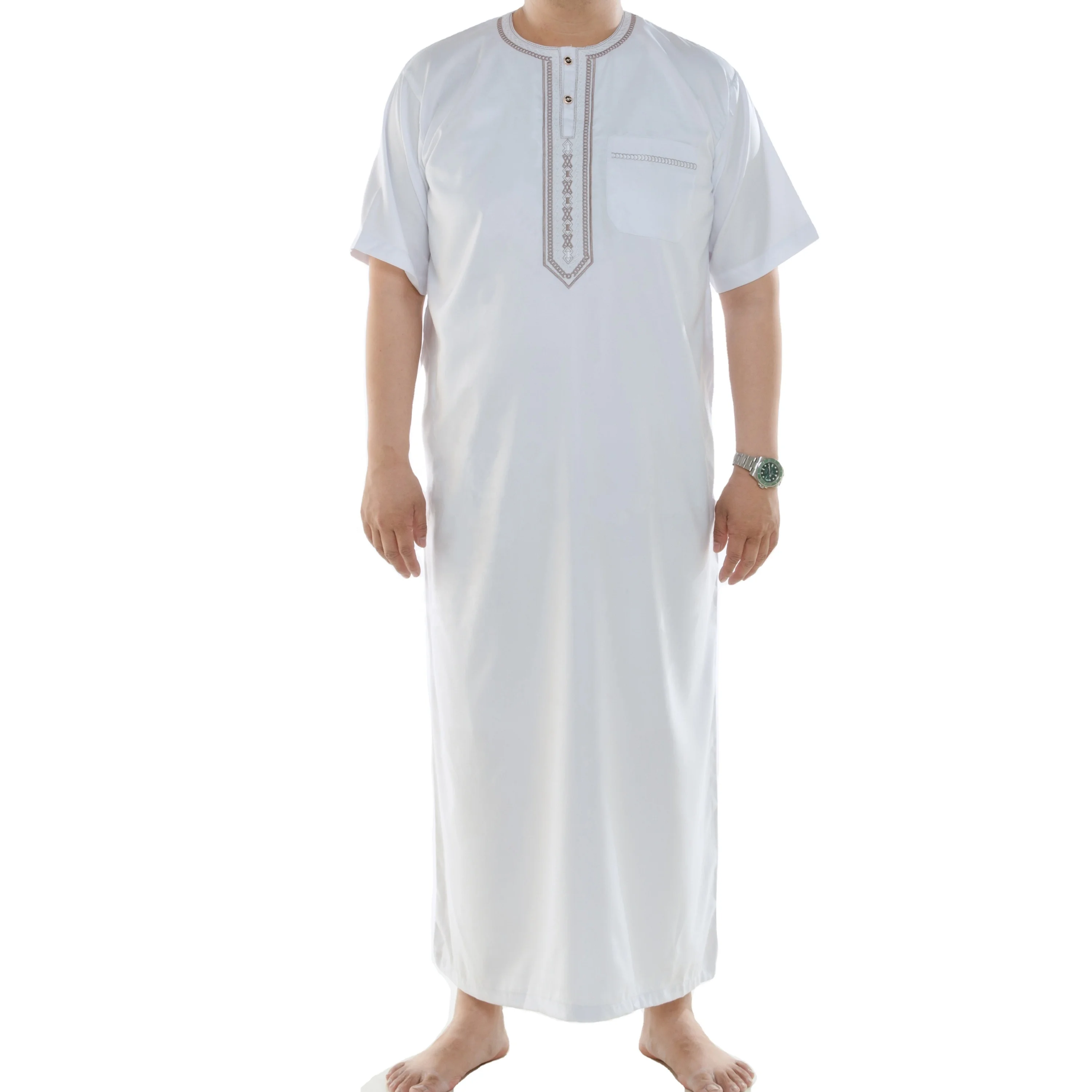 New fashion cotton arabic thobe short sleeve thobe islam thobe for men