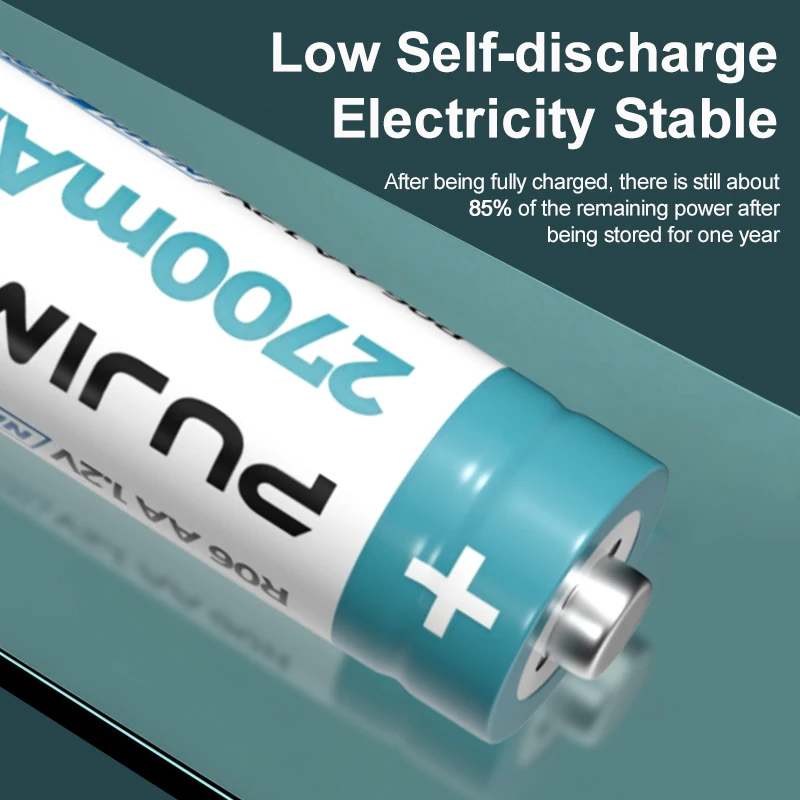 PUJIMAX aa rechargeable batteries 10pcs nimh aa 2700mah 1.2v battery pack flashlight aa nimh batteries for drone remote control