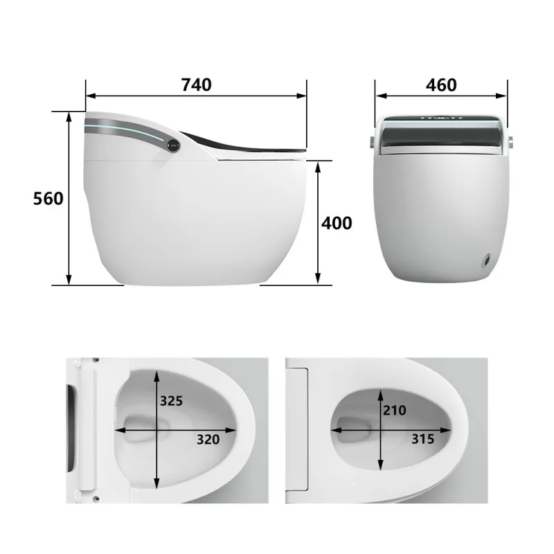 Luxury professional fully automatic siphonic flush modern style self-clean heated intelligent smart wc toilet