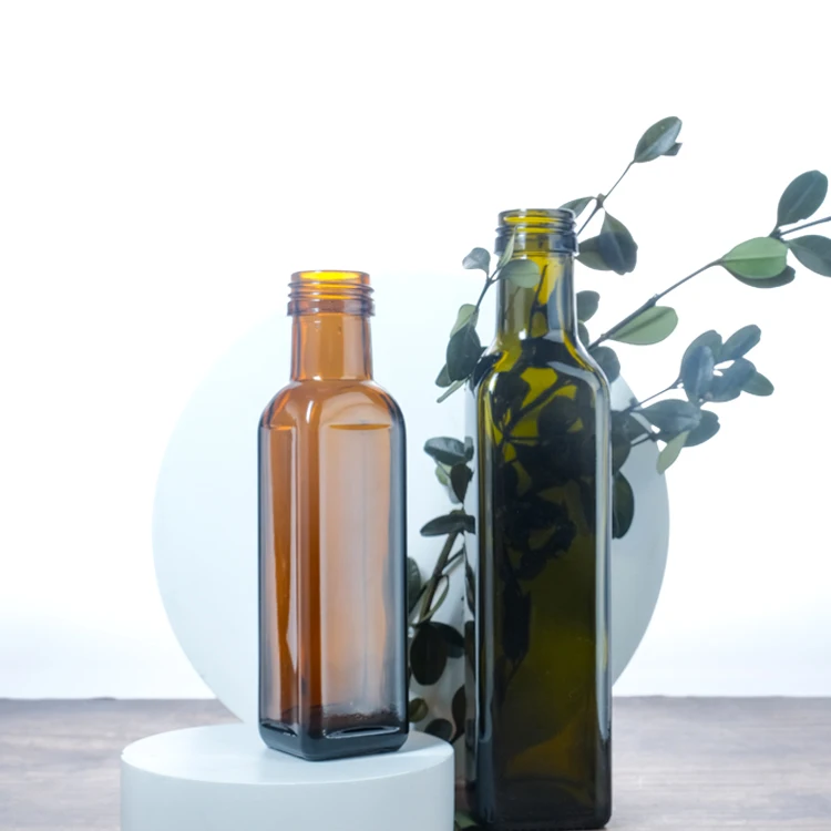 100ml 150ml 200ml Round Dark Green Olive Oil Glass Bottles And Amber Oliver Oil Glass Bottle With Stopper