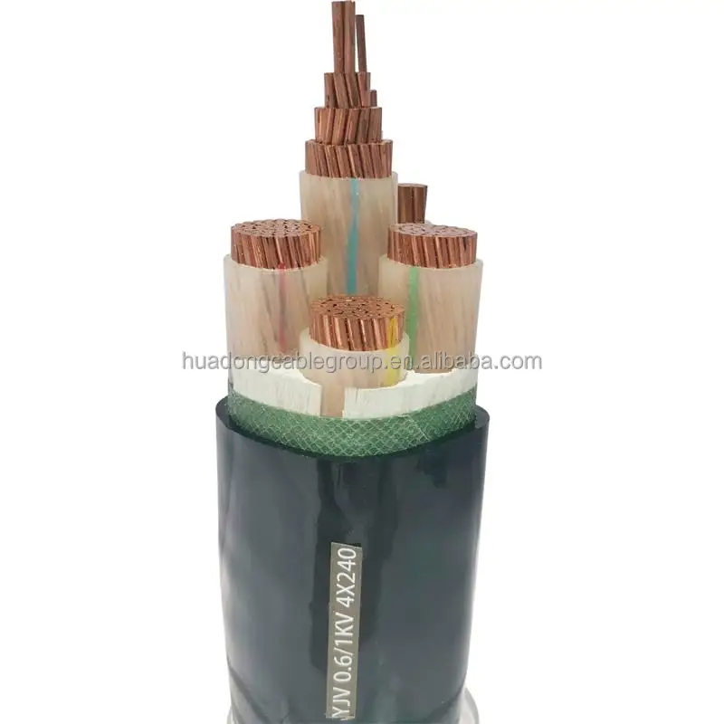 0.6/1 kV PVC Sheath XLPE Insulated 4 Core Power Cable N2XY Cable