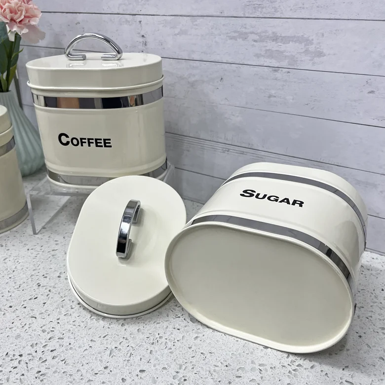 Bread Box for Kitchen Countertop Canisters Set of 3 - Coffee Tea Sugar Container Set (Bread Box & Canisters)
