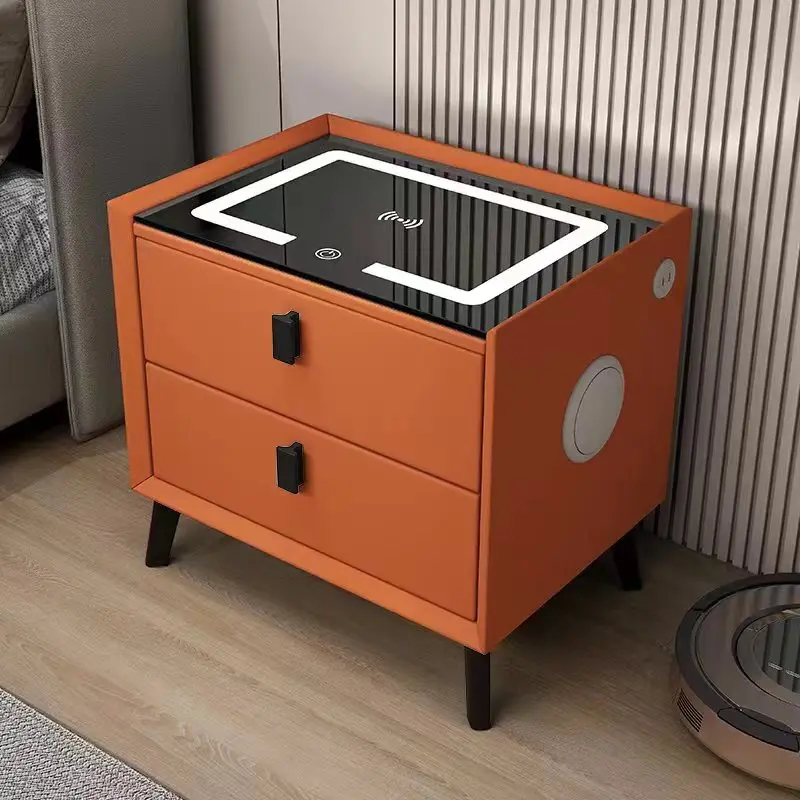 High Quality Luxury Cabinet Night Stand White Bedside Table Smart Nightstands