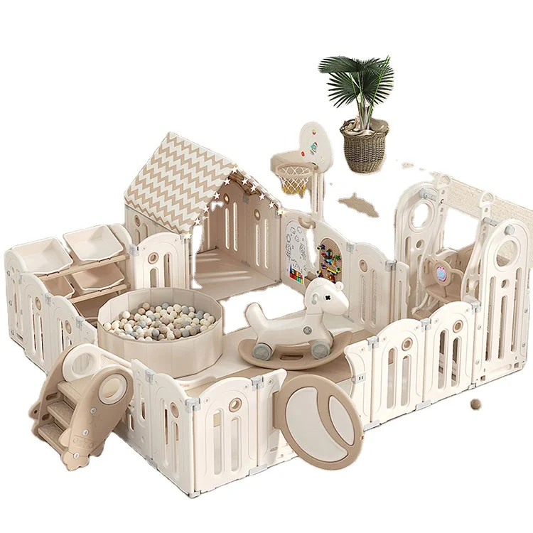 Child Playpens Safety Baby Fence Crawling Mat Plastic Cartoon Unisex Plastic Play Pen for Toddlers Indoor and Outdoor 2 Pcs EN71