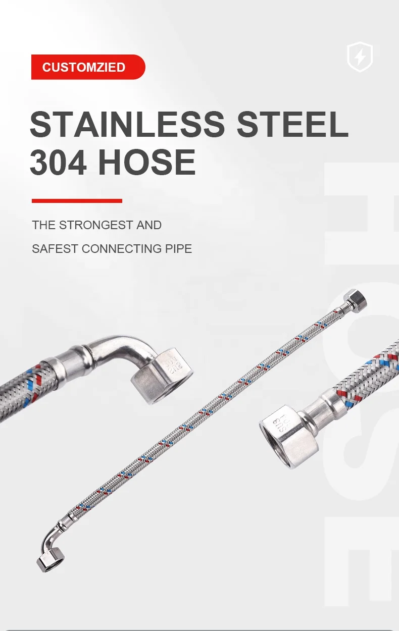 Exquisite Workmanship Red Blue washing machine parts Stainless Steel Water Inlet Connector Braided Flexible Tube Hose