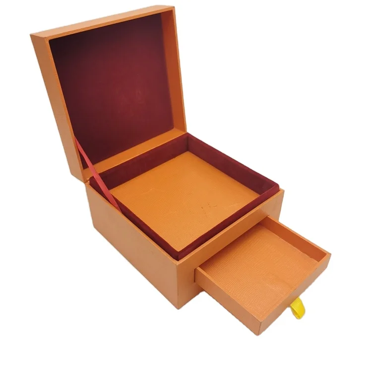 2021 Bespoke Custom Matchbox Style Luxury yellow Storage Box Pull Out Cardboard Slided Drawer Box