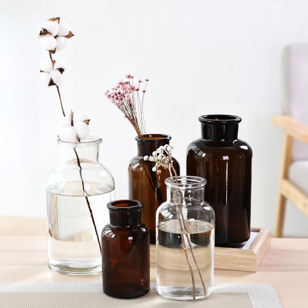 Custom Wide Mouth Large  Aromatherapy Reed Diffuser Bottle 60ml 125ml 250ml 500ml 1000ml Transparent Brown Glass Bottles