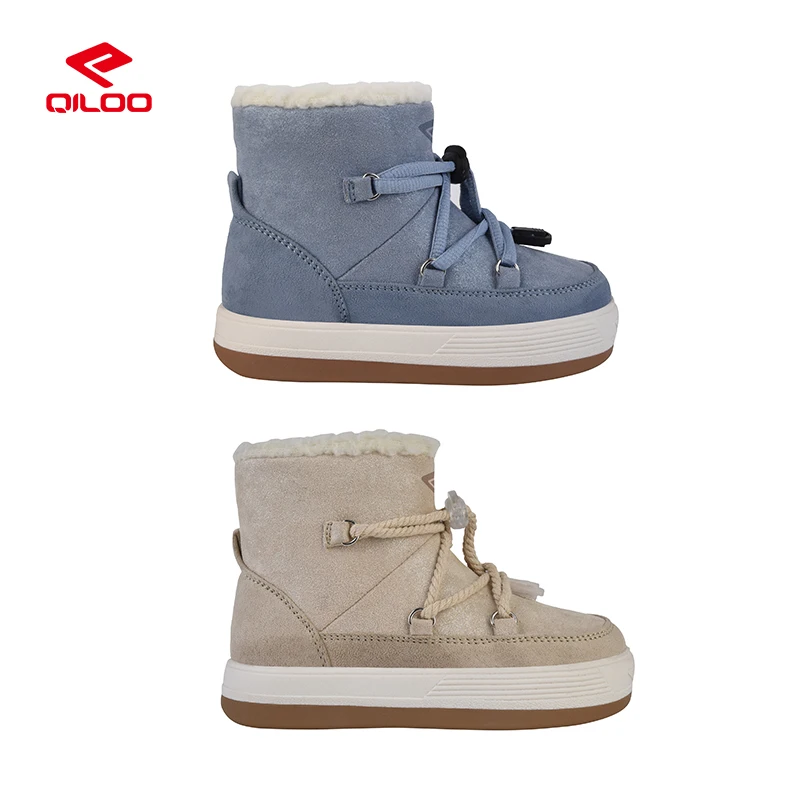 QILOO OEM/ODM Suede Leather Fashion Wholesale Kids Warm Snow Boots Winter Girls Casual Boys Children Boots Kids Shoes Boots Midi