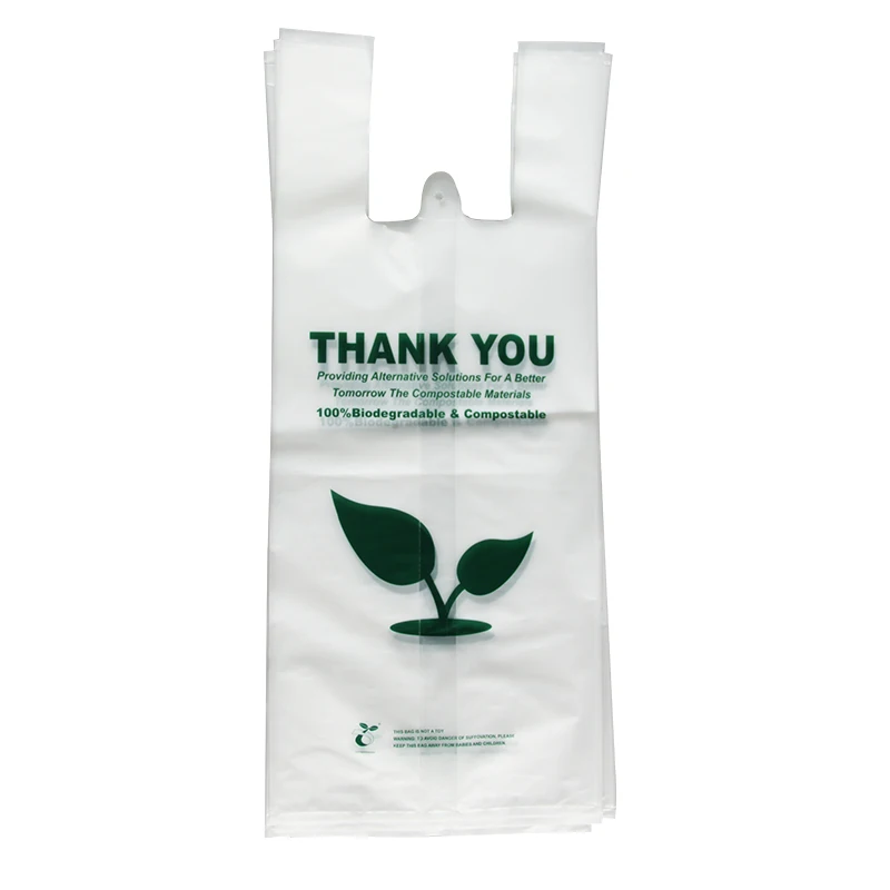 
100% biodegradable cornstarch EN13432 certificated eco supermarket compostable shopping bags 