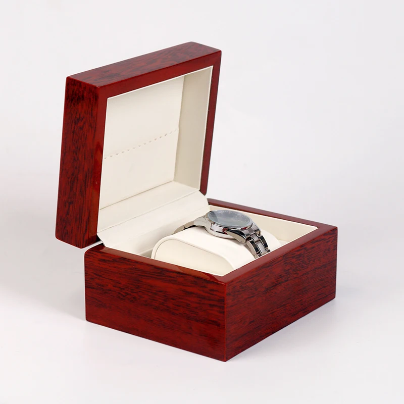 High Quality Luxury Red Wooden Watch Storage Box Velvet Pillow Spray Paint Wrist Watch Display  Box Case
