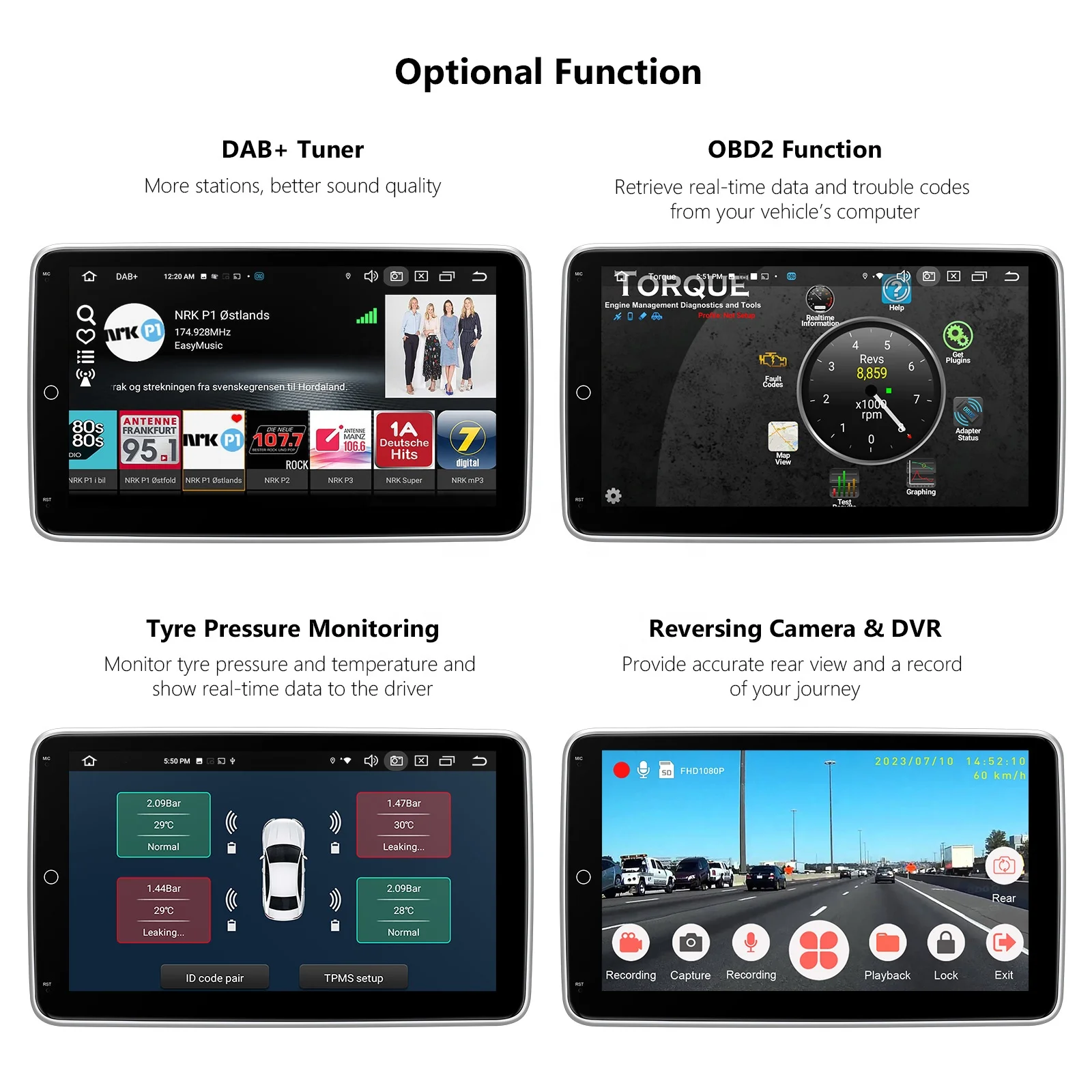 XTRONS 10.1 Inch Android 13 4+64GB Autoradio 1Din Rotatable Carplay Screen Android Auto 4G LTE 2K Video Car Multimedia Player