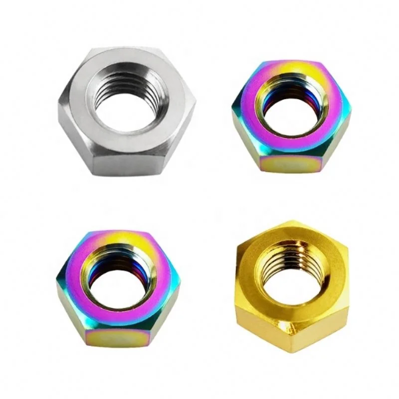 Plain Color ASTM A194 Anodized Titanium Grade 2 Gr 5 UNC UNF Thread Heavy Hexagon Hex Nut DIN 6330