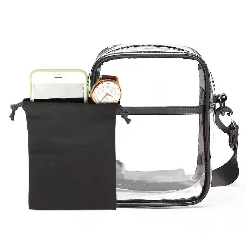 Factory Custom Stadium Approved Shoulder Bag Small See Through Purse Handbag Clear Crossbody Bag with Adjustable Shoulder Strap