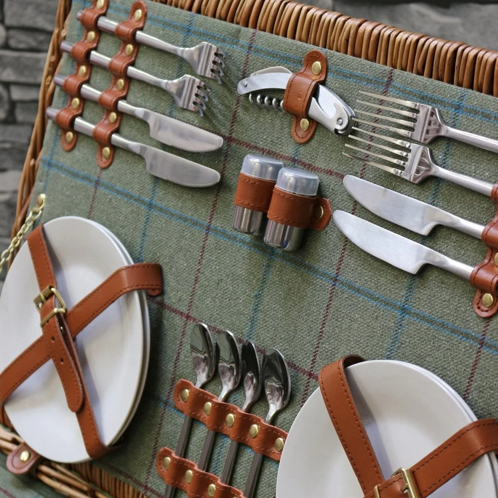 Factory Rattan Wicker Handwoven Insulated With Lid Handle Picnic Basket Box Portable Storage Basket