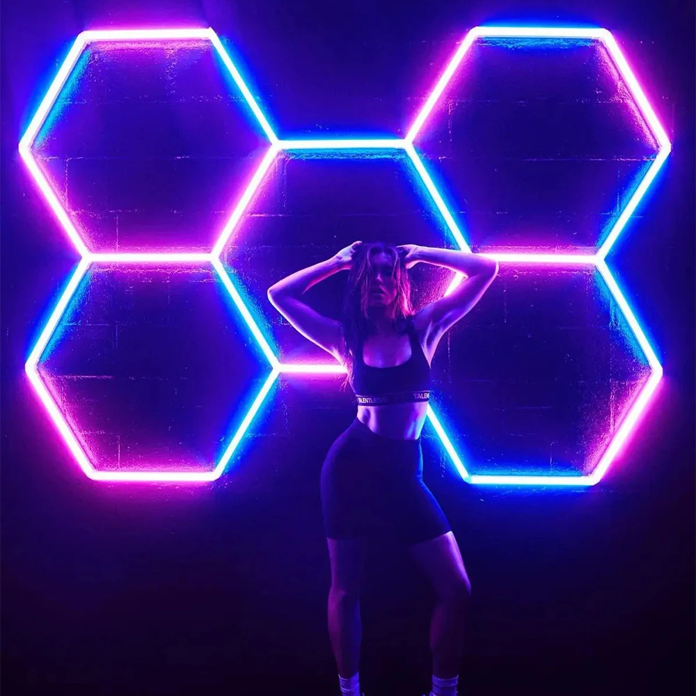 The New Modern Linear Hight Quality Diy Gym Light Light Hexagon Garage Lights Rgb