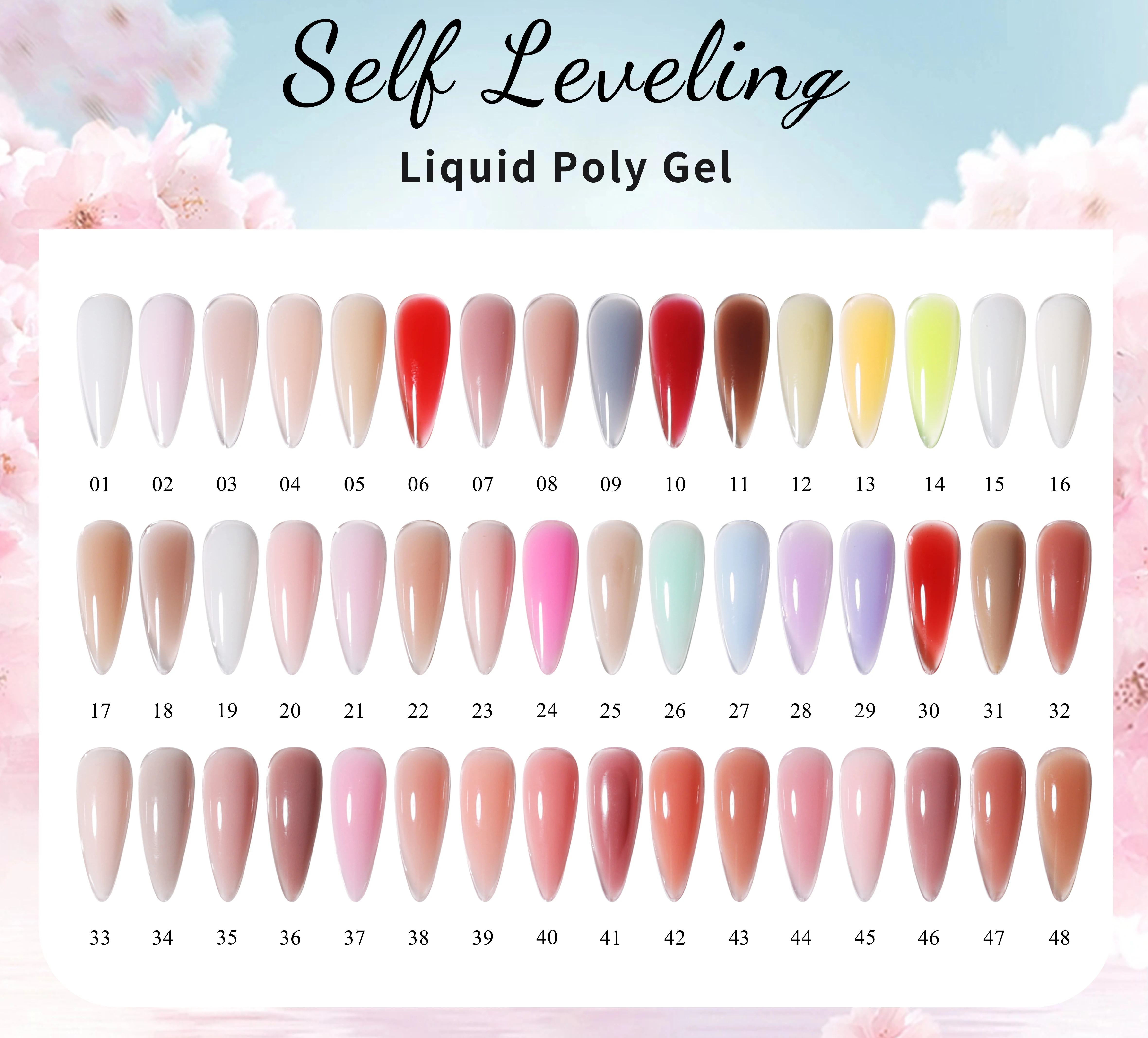 OEM Liquid Polygels In a Bottle Nail Polish UV Gel Wholesale 48 Color Private Label Gel Nail Polish
