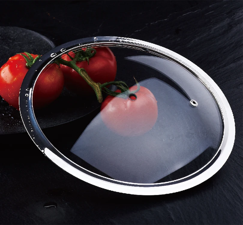 round Tempered Glass Lid for Eco-Friendly Kitchen Cookware Silicon Cover for Pot and Cookware Parts