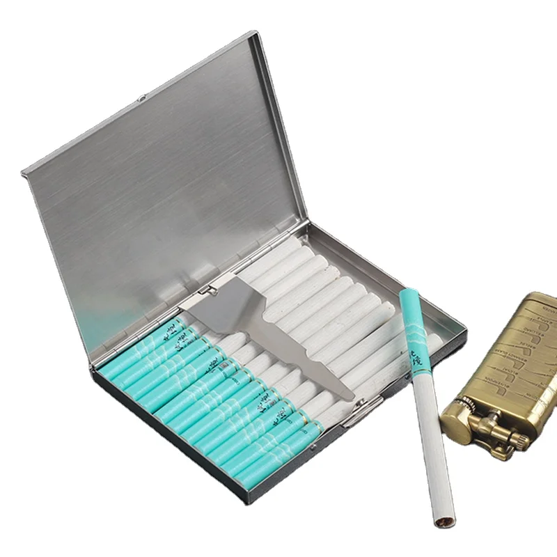 Wholesale Stainless Steel Square 9/11/13pcs Cigarette Case Portable Press Resistant Protect tide Cigarette Box Case