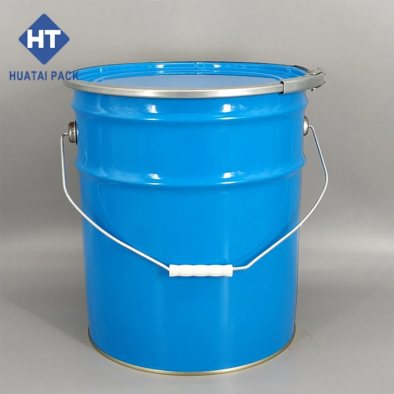 Customized 20L Metal Paint Pail Solvent Chemical Tin Bucket with Lock Ring
