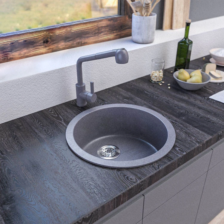 Современная цветная кухонная раковина с кварцевым камнем для умывальника оптовая цена одна чаша круглая