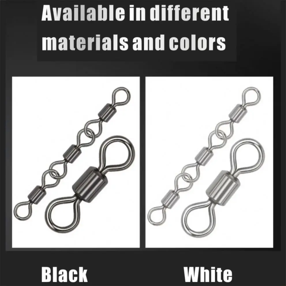Fishing Three Joint Swivel Rolling Stainless Steel Swivels Bearing Safe Fishing Swivels Carp Fishing Tackle Accessories