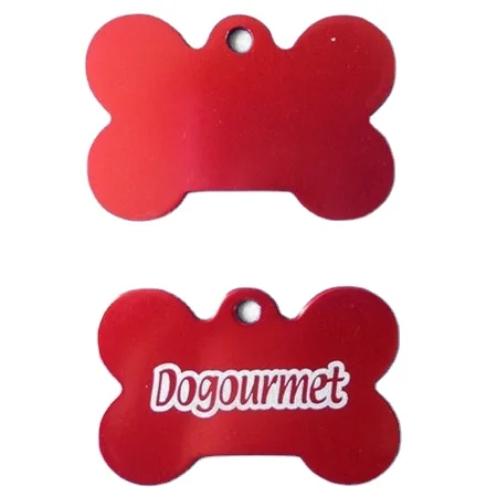 Ready mold aluminum anode red bone dog name id tag with printing logo