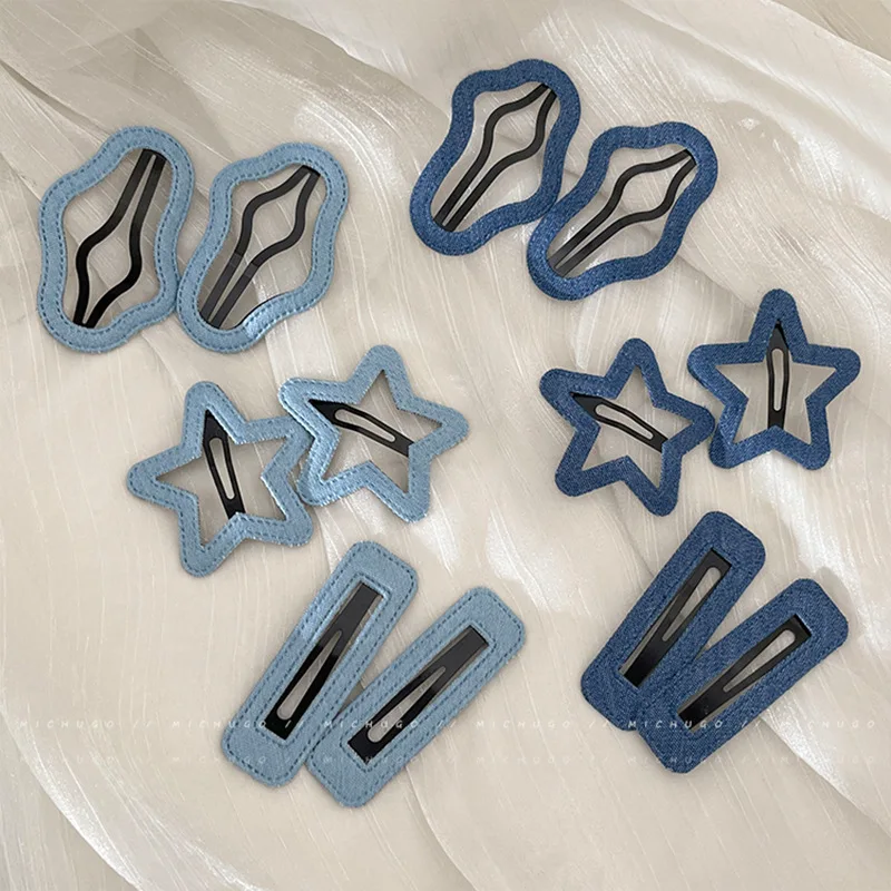 Cowboy Blue Denim Star Cloud Hair Clip for Women Accessory to Secure Broken Hair Bangs at the Back of the Head BB Hair Claw