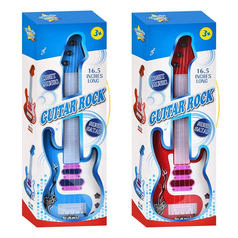 2024 Kids new musical Electronic guitar toys simulate light music four string guitar Cartoon Music Learning instrument toys