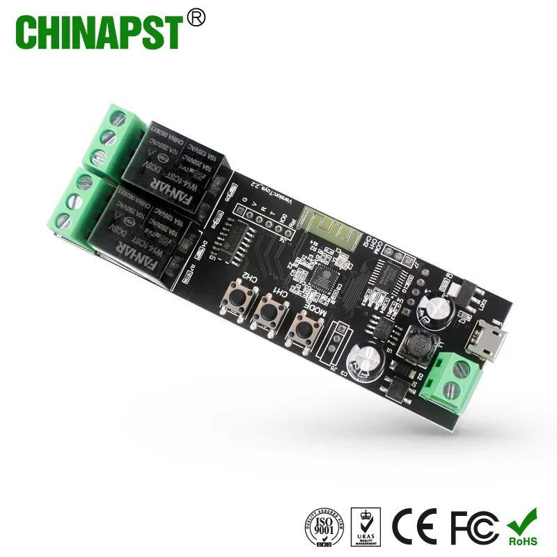 2023 New 10A 2CH Relay Tuya Wifi Smart Door Opener Relay With Inching/Selflocking/Interlock Work Modes PST-TY-DIY-S02