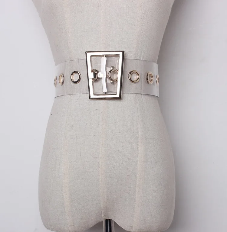 CS7109 women pvc 105cm length width 6cm colorful transparent dress belt