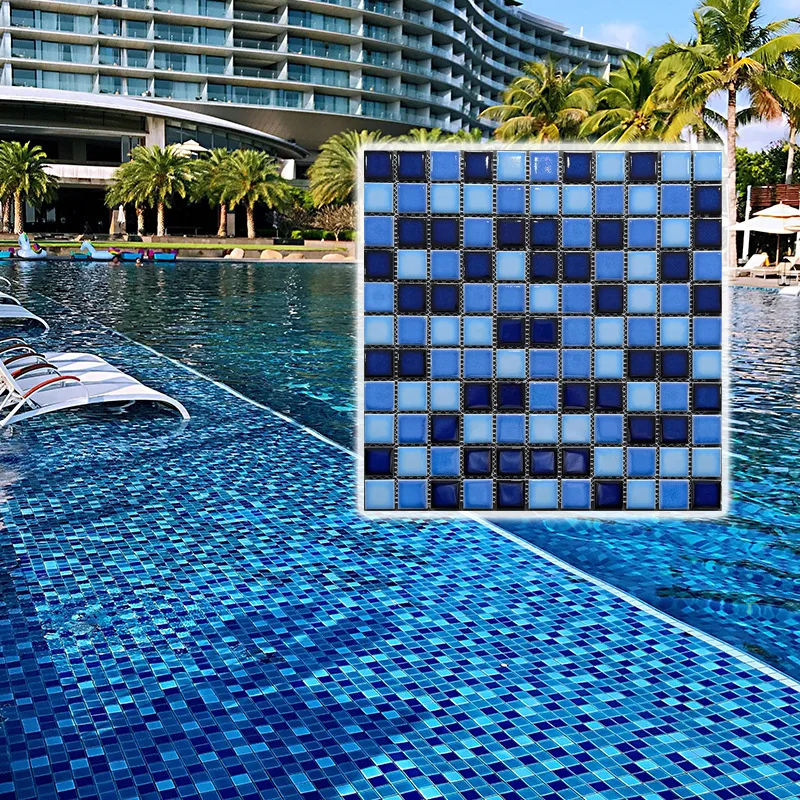 China factory marble mosaic tile glass mosaic tile crystal glass bathroom mosaic tile for swimming pool