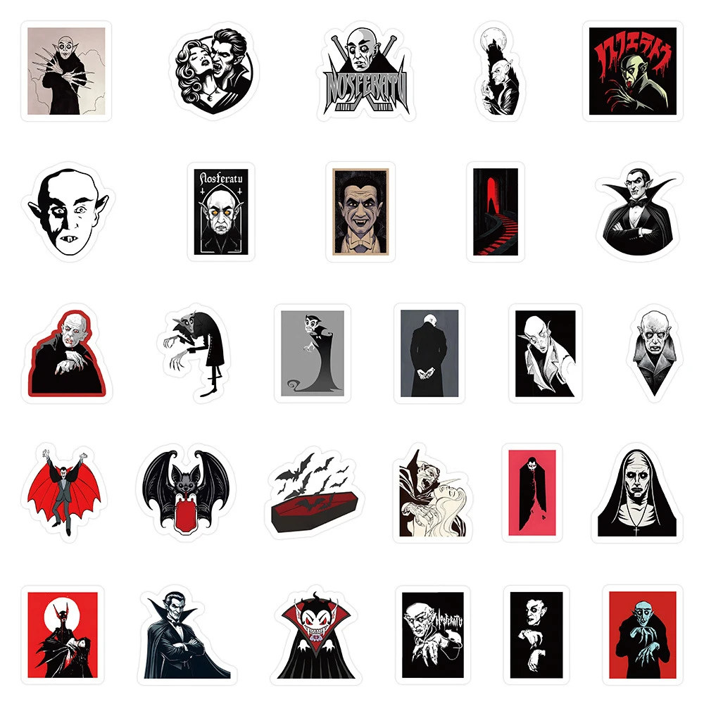 50Pcs Gothic Vampire Cartoon Graffiti Stickers For Bottle Refrigerator Decor Draculas Nosferatu Sticker