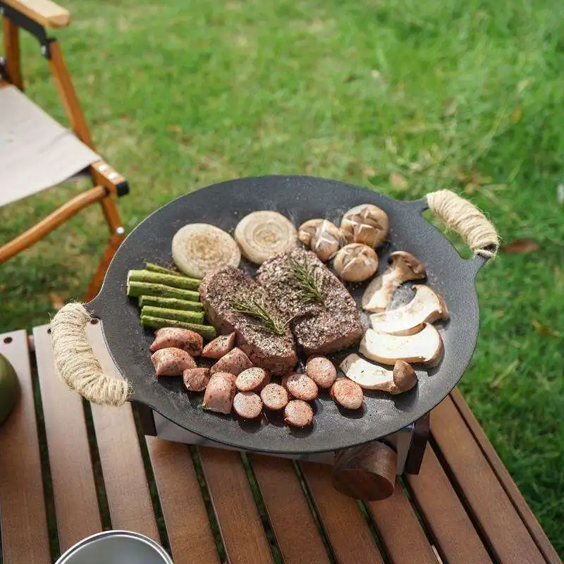 Outdoor Binaural Korean Barbecue Household Gas Stove Universal Portable Non-Stick Grill Pan