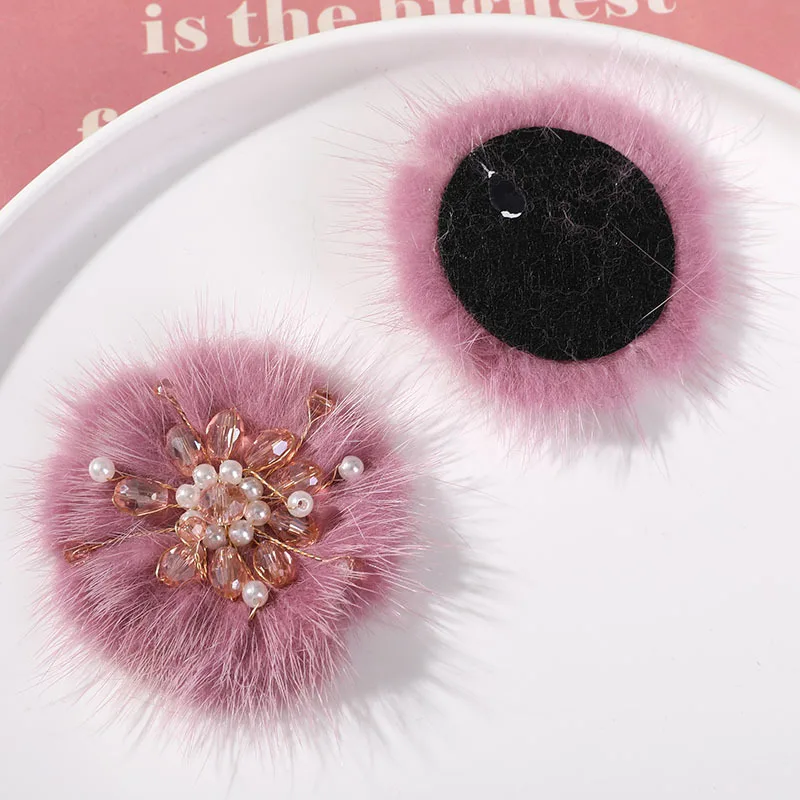 Fashionable Hair  Winter Accessories Embellished With Pearl Jewelry for hairclip shoes mink Fur Ball Pompoms Accessories