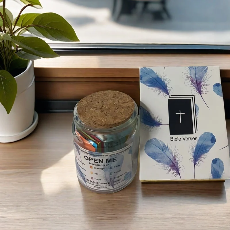 Hot Sale Dropshipping Products Bible Verse In Glass Jar Paper Cotaed Faith Prayer Hope Jar Handmade Christian Gifts Religious