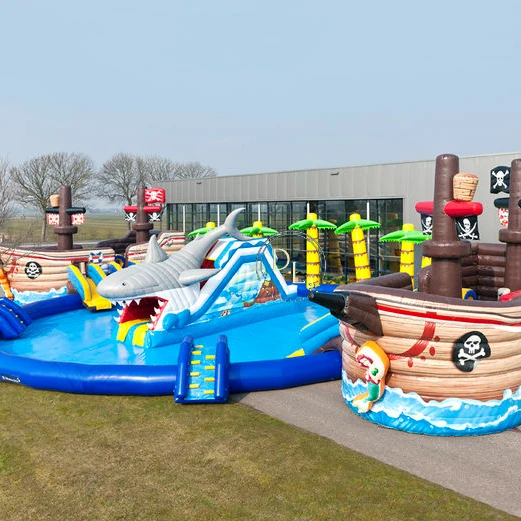 Giant Inflatable Water Park Games Waterworld Pirate Shark Battle Theme For Adults Kids
