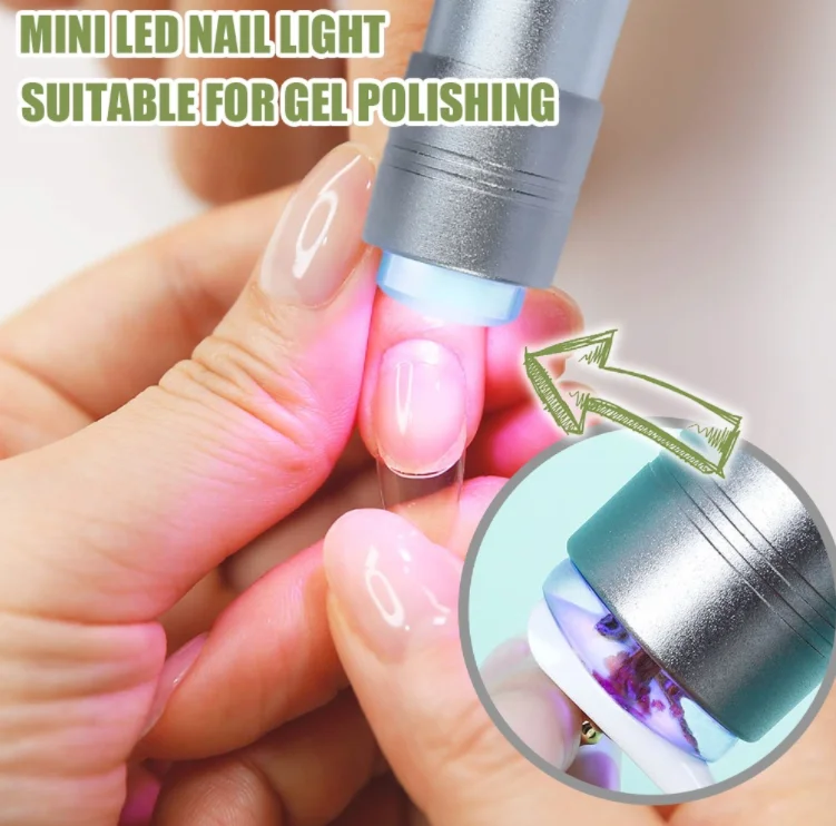 Mini UV Nail Lamp Presser Handheld LED Nail Curing Nail Dryer with Silicone Head 12beads Nice Gift Choice