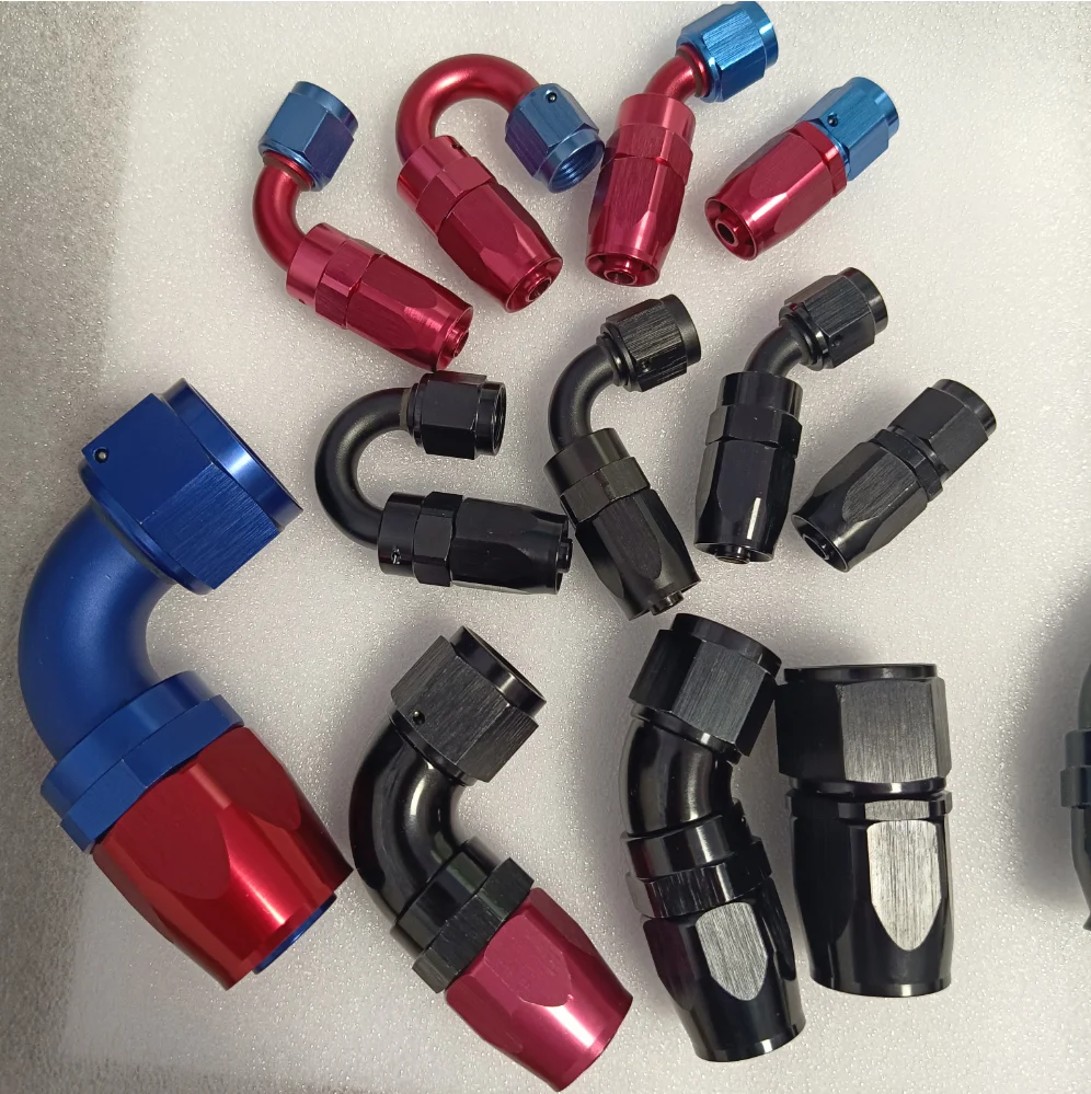 Haofa Aluminum Fitting Swivel Hose Ends Blau/Rot eloxiert Dash 6 8 10 / -6 -8 -10 AN / JIC 6 8 10 Anschluss 45 90 Degree