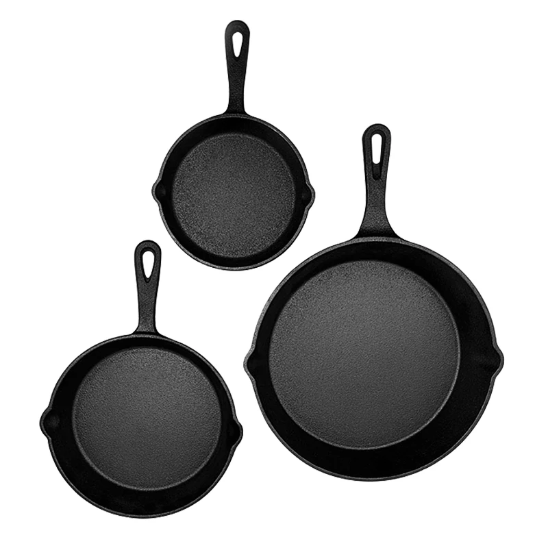 6 Inch,8 Inch and 10 Inch Kitchen Pre Seasoned Cast Iron Skillet Set 3 Pieces