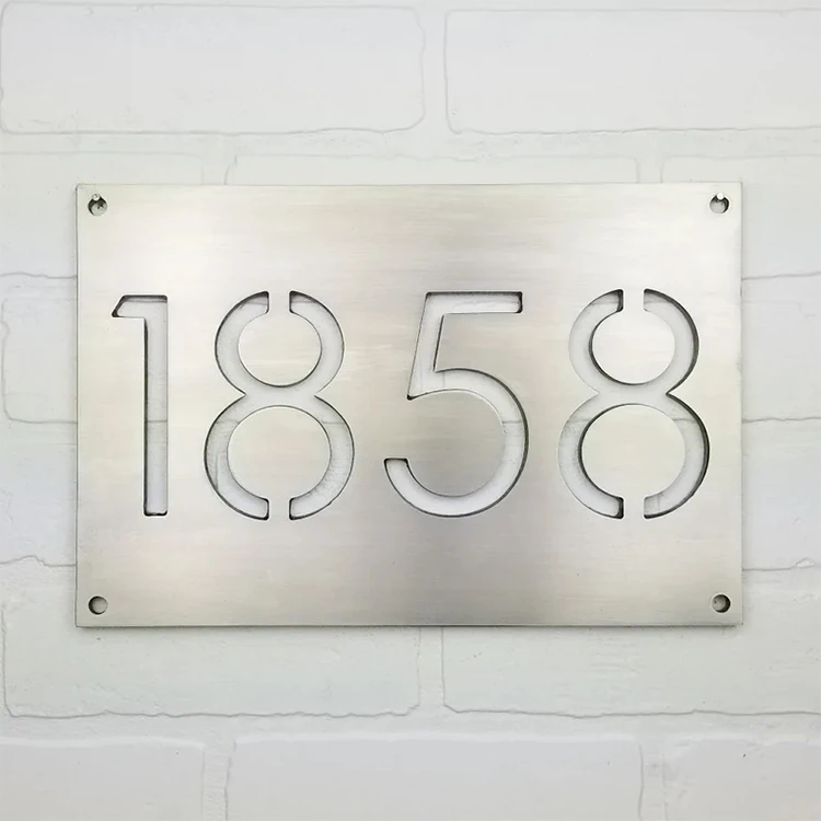 Custom Cutting Round Metal Address Plaque Circle Black Stainless Steel House Numbers Address