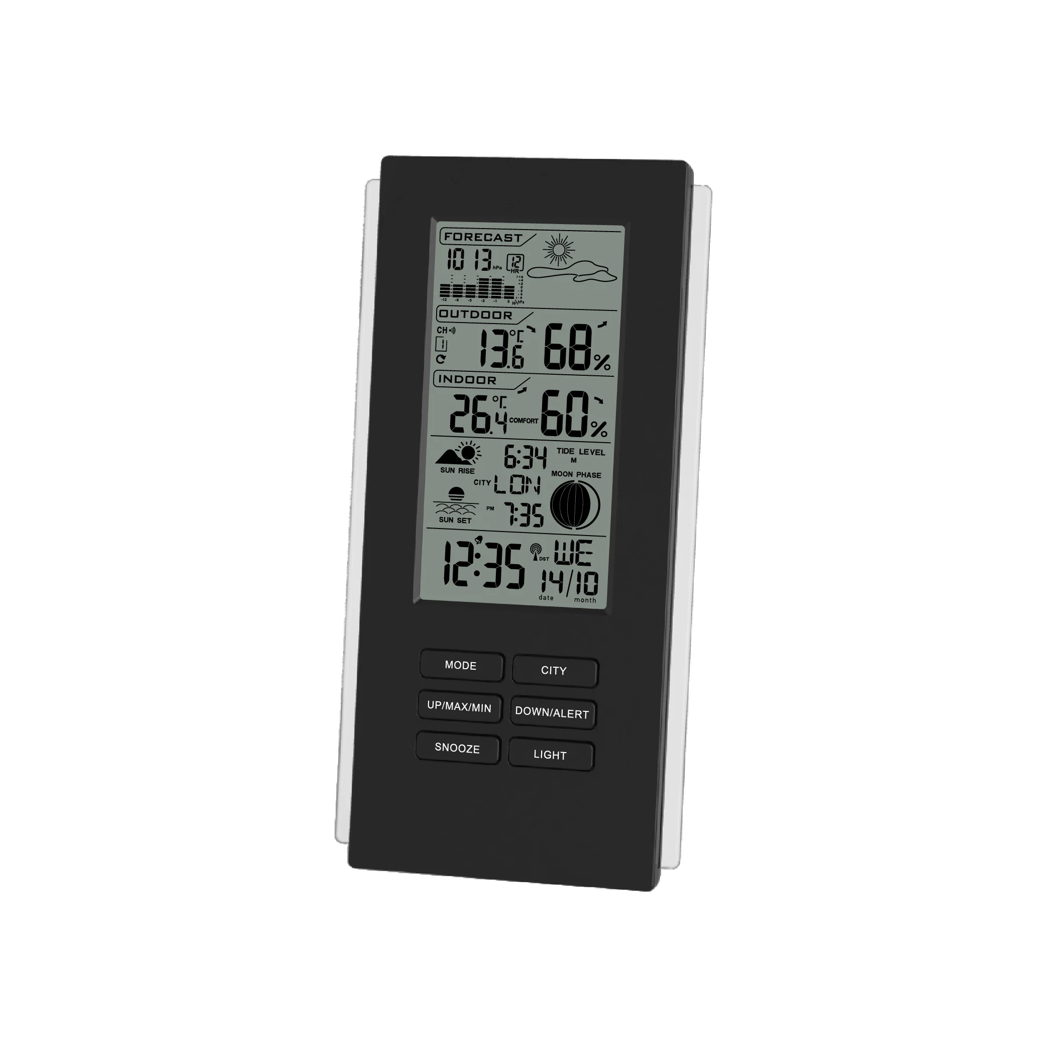 EWETIME Wireless Weather Station Clock Digital Desk Clock Bedroom Europe White Square ABS Watch for Bedroom Tiny House 2 Bedroom