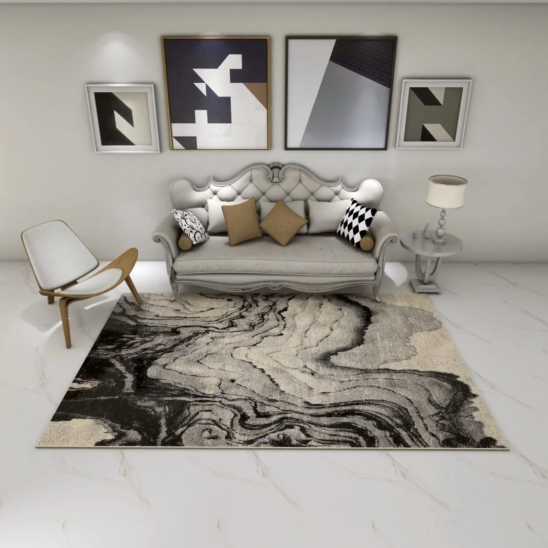 Wholesale custom big black grey yellow polypropylene super soft carpets and area rugs for living room blue 3m by 4m