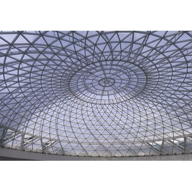 SAFS space frame prefabricated glass dome roof Galvanized dome tempered glass skylight roof design