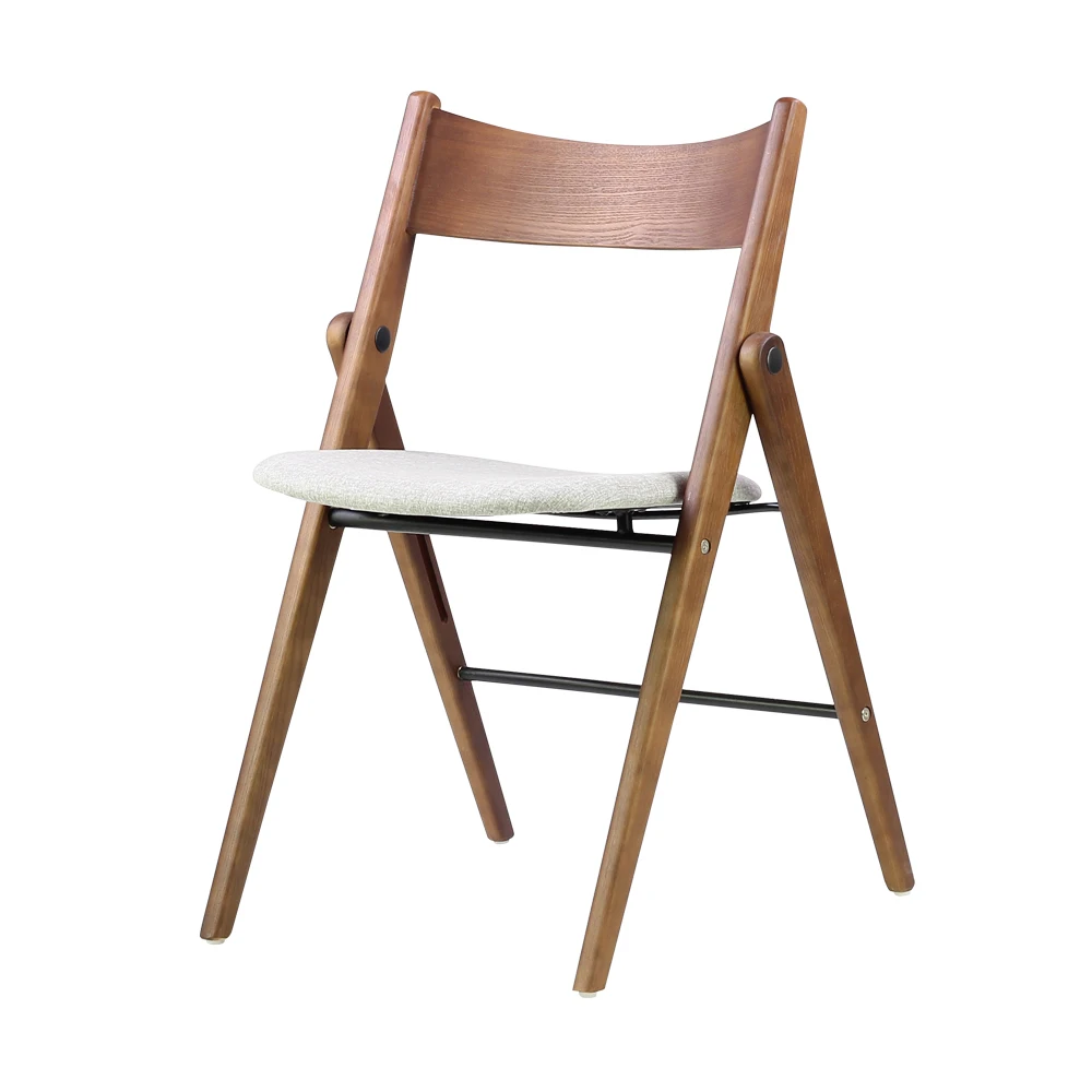 Solid wood folding chair retro hotel restaurant club villa high-end backrest home soft bag design