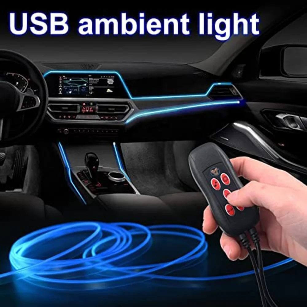 3/5m USB Remote Car Decorative Ambient Lamp 64 Color Interior Dashboard Lights Optical Fiber Neon Atmosphere Light Strip
